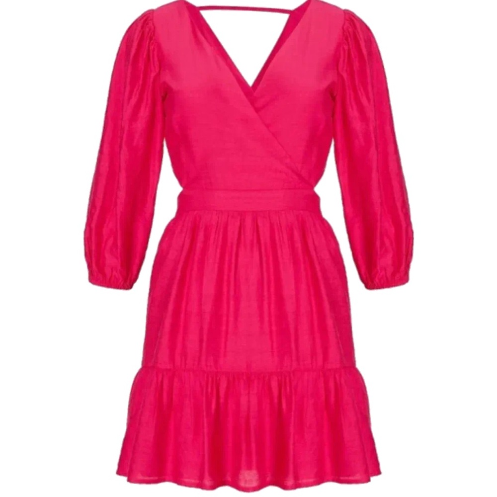 Express Tie Back Ruffle Hem Mini Dress - Flamingo Pink
